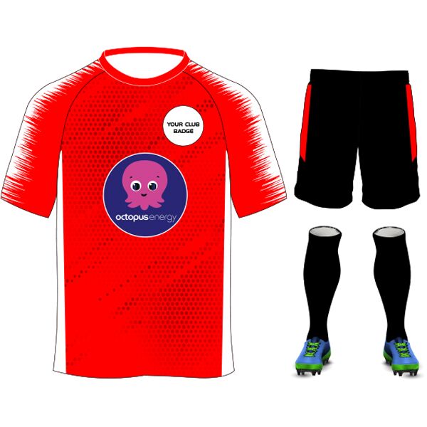 Octopus Energy Plain Design Red/White Junior Bundle Thumbnail