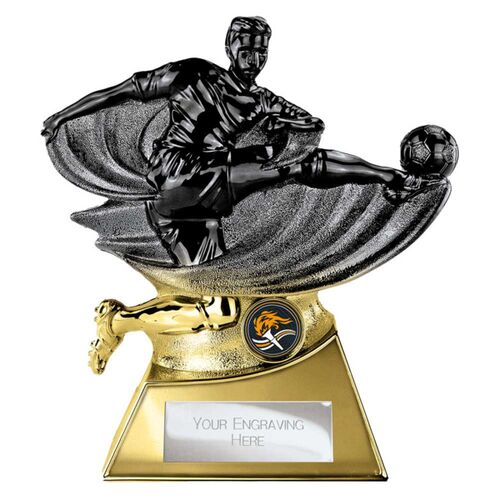 Power Strike Heavyweight Football Black Gold Football Trophy Thumbnail