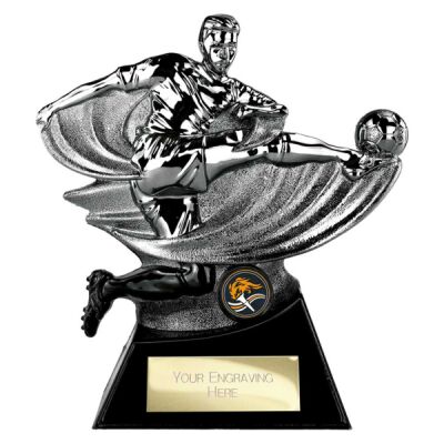 Power Strike Heavyweight Football Silver Black Football Trophy Thumbnail