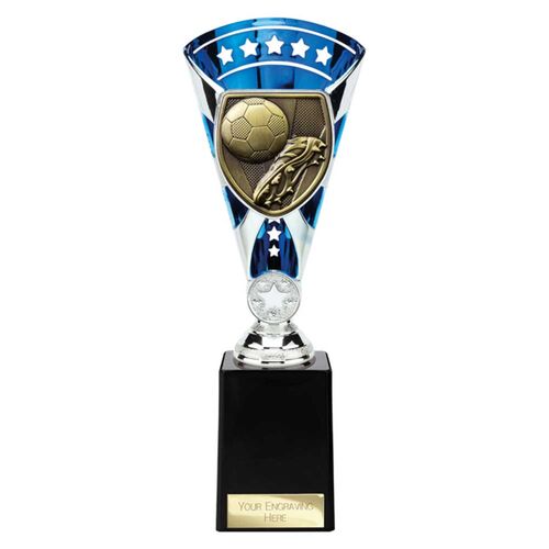 Cobra Star Cup Blue Silver Football Boot & Ball Trophy Thumbnail