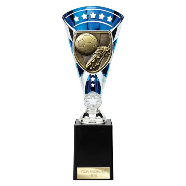 Cobra Star Cup Blue Silver Football Boot & Ball Trophy Thumbnail