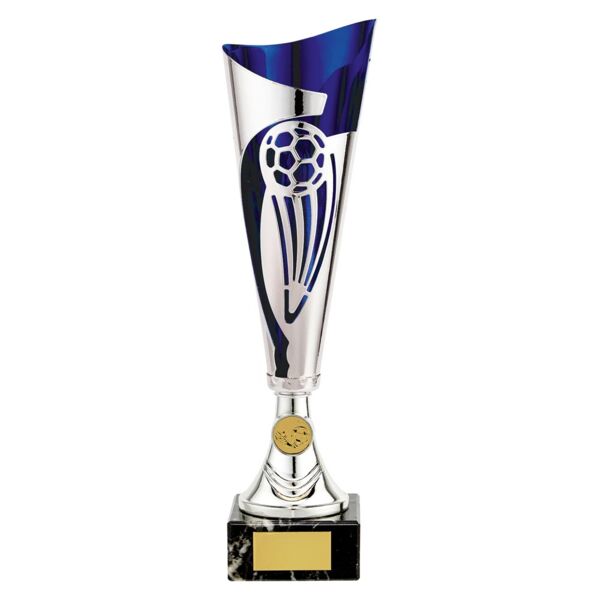 Champion Blue Silver Football Cup Trophy Thumbnail