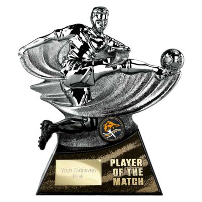 Power Strike Special Football Black Silver Player of the Match Trophy Thumbnail