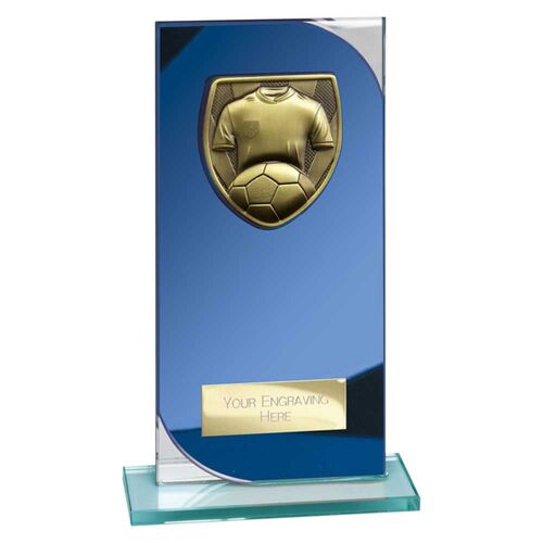 Seismic Cobra Football Blue & Silver Glass Trophy Thumbnail